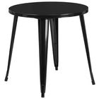 30'' Round Black Metal Indoor-Outdoor Table Set with 2 Vertical Slat Back Chairs [CH-51090TH-2-18VRT-BK-GG]-Black Powder Coat Finish