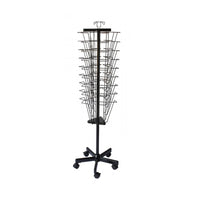 FuTECH Literature Holder Rolling Spinner with 27 Pockets - 57.5"H - Black-Literature Holders