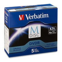M DISC DVD-R 4.7GB 4X with Branded Surface, 5 Pack Jewel Case Box-Digital Archival Storage DVDR