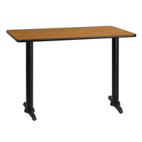 Flash Furniture 30'' x 42'' Rectangular Laminate Table Top, Natural with 5'' x 22'' Table-Height Bases (XUNT3042T0522)-Hospitality Table