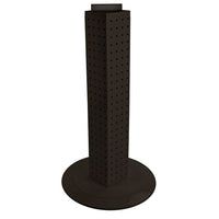 Azar Displays 24" x 4" x 4" 4-Sided Revolving Pegboard Counter Display, Black Solid (700222-BLK)-Interlocking four-sided pegboard tower and 14-1/2" diameter revolving clear plastic base