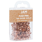 JAM Paper Push Pins, Rose Gold Pushpins, 2 Packs of 100, 200 Total (22432063a)-2 Packs of 100