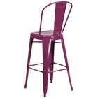 Flash Furniture 30" High Purple Metal Indoor-Outdoor Barstool with Back-Drain Holes in Seat