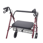 Drive Medical Heavy Duty Bariatric Rollator Walker with Padded Seat, Red-26. 75"L x 30. 50"W x 35. 25"H