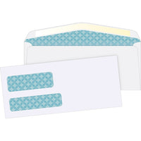 Quality Park #10 Gummed White Double Window Security Envelopes - 4-1/8" x 9-1/2" - 500 Pack-Contemporary side seam construction looks modern and professional with fully gummed flaps for a secure seal