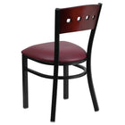 Flash Furniture HERCULES Series Black 4 Square Back Metal Restaurant Chair - Mahogany Wood Back & Burgundy Vinyl Seat-Burgundy Vinyl Upholstered Seat