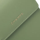 Champs RFID Blocking Smartphone Sling Bag - Green-Magnetic flap with pushlock closure