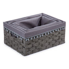 Truu Design Woven Paper Storage Baskets with Pom-Pom Liner, 11 x 15 inches, Grey-Made of beautifully woven paper and liner made of 100% cotton
