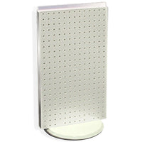 Azar Displays 22" x 13.5" 2-Sided Pegboard Counter Unit, White Solid (700513-WHT)-Two-sided display stands on a clear plastic revolving base, providing easy customer access