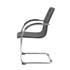 Nicer Furniture Cantilever Office Reception, Waiting Room, Lobby Chair, Black Vinyl-Black polypropylene seat and back