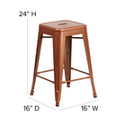 Flash Furniture 24" High Backless Copper Indoor-Outdoor Counter Height Stool-Drain Hole in Seat