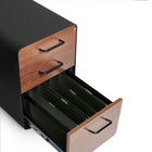 Poppin Stow 3-Drawer File Cabinet - Black and Walnut-2 keys and 1 lock secure both drawers