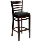 Flash Furniture HERCULES Series Ladder Back Walnut Wood Restaurant Barstool - Black Vinyl Seat-800 lb. Weight Capacity
