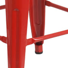 Flash Furniture 24" High Backless Metal Counter Height Stool with Square Wood Seat - Red-500 lb. Weight Capacity
