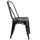 Flash Furniture Commercial Grade Distressed Black Metal Indoor-Outdoor Stackable Chair-Curved Back with Vertical Slat