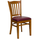 Flash Furniture HERCULES Series Vertical Slat Back Cherry Wood Restaurant Chair - Burgundy Vinyl Seat-800 lb. Weight Capacity