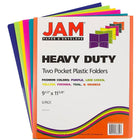 JAM Paper Heavy Duty Plastic 2 Pocket School Presentation Folders, Assorted Fashion Colours, 6 Pack-Capacity: 200 sheets