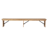 Flash Furniture HERCULES Series 8' x 12" Antique Rustic Solid Pine Folding Farm Bench with 3 Legs-Rustic Style