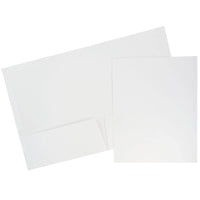 JAM Paper 2 Pocket Laminated Glossy Presentation Folders, White, 25 Pack-White Glossy Cardstock Folders