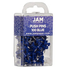 JAM Paper Colourful Push Pins, Blue Pushpins, 200 Pack-2 Packs of 100
