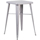 Flash Furniture 24'' Square Metal Indoor/Outdoor Bar Height Table, Silver (CH31330SIL)-Silver/Metal, Rubber