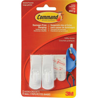 3M Command Adhesive Hooks, Small, 2 Pack-Removable and reusable