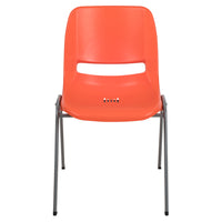 Flash Furniture HERCULES Series Orange Ergonomic Shell Stack Chair with Grey Frame-Set of 5 Multipurpose Stack Chairs