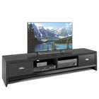 CorLiving TLK-802-B Lakewood Extra Wide TV Bench, Black Wood Grain Finish for TVs up to 80"-Accommodates up to an 80" TV