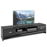 CorLiving TLK-802-B Lakewood Extra Wide TV Bench, Black Wood Grain Finish for TVs up to 80"-Accommodates up to an 80" TV