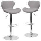Flash Furniture Contemporary Adjustable Height Barstool with Curved Back & Chrome Base - Grey Fabric - 2 Pack-Set of 2 Contemporary Style Stools