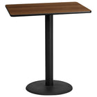Flash Furniture 30''L x 42''W Rectangular Table with 24''W Round Bar Height Table Base, Walnut Laminate (XUWA3042TR24B)-Bar Height Hospitality Table