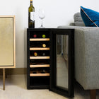 Koolatron Deluxe 12 Bottle Wine Cooler, Beech Wood Racks, 1 cu. ft. (28L), Freestanding - Black-Quiet, efficient thermoelectric cooling technology