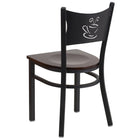 Flash Furniture HERCULES Series Black Coffee Back Metal Restaurant Chair - Walnut Wood Seat-Walnut Finished Wood Seat