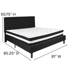 Flash Furniture Roxbury King Size Tufted Upholstered Platform Bed with Pocket Spring Mattress - Black Fabric-Black Fabric Upholstery