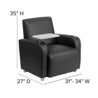 Flash Furniture Black Leather Guest Chair with Tablet Arm, Chrome Legs & Cup Holder-Taut Seat and Back