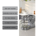 Kenmore Elite Ovation Stand Mixer with Pour-In Top - 5 qt - Grey-Planetary mixing with 88 touchpoints per revolution