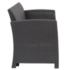 Flash Furniture Dark Gray Faux Rattan Loveseat with All-Weather Light Gray Cushions-All-Weather Light Gray Removable Cushion Covers