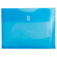 JAM Paper Plastic Expansion Envelopes with Hook & Loop Closure Letter Booklet - 9 5/8" x 11 5/8" - Blue - 6 Pack-Colour: Blue 