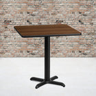 Flash Furniture 24" Square Walnut Laminate Table Top with 22" x 22" Table Height Base-Top Size: 24"W x 24"D