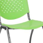 Flash Furniture HERCULES Series Green Plastic Stack Chair with Titanium Grey Powder Coated Frame-Perforated Back allows air circulation