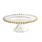 Elegance 8" Gold Beaded Footed Cake Stand-Type: Cake Plates