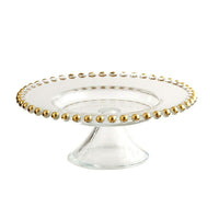 Elegance 8" Gold Beaded Footed Cake Stand-Type: Cake Plates