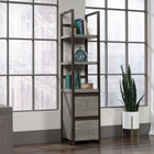 Sauder Manhattan Gate 2-Shelf Narrow Bookcase - Mystic Oak-Lower drawer locks for security of your most important files