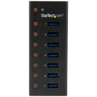StarTech 7-Port USB 3.0 Hub, Desktop or Wall-Mountable Metal Enclosure-Upright port configuration makes plug-in easy, even for oversized USB connectors
