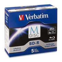 Verbatim M DISC BD-R 25GB 4X with Branded Surface, 5 Pack-Recording/Read/Write Speed: 4X