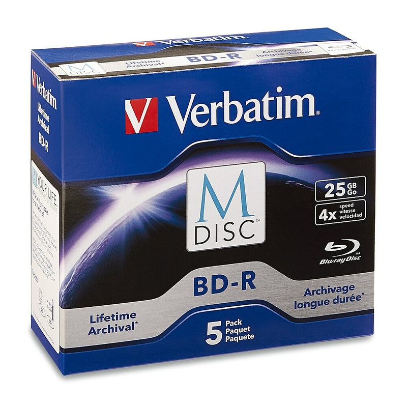 Verbatim M DISC BD-R 25GB 4X with Branded Surface, 5 Pack | staples.ca