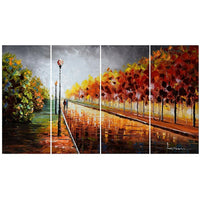 Designart Landscape Trees Stormy Autumn 4-Panel Canvas Art Print, (PT3506-48x28)-Print