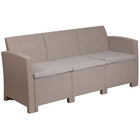 Flash Furniture Light Grey Faux Rattan Sofa with All-Weather Light Grey Cushions-Straight Arms