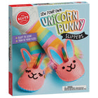Klutz Sew Your Own Unicorn Bunny Slippers-Make 1 pair of slippers with precut rainbow faux fur, felt, felt stickers, and sequins and a premade metallic unicorn horn.