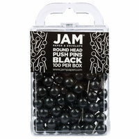 JAM Paper Colorful Push Pins - Round Head Map Thumb Tacks - Black - 100 Pack-Color: Black